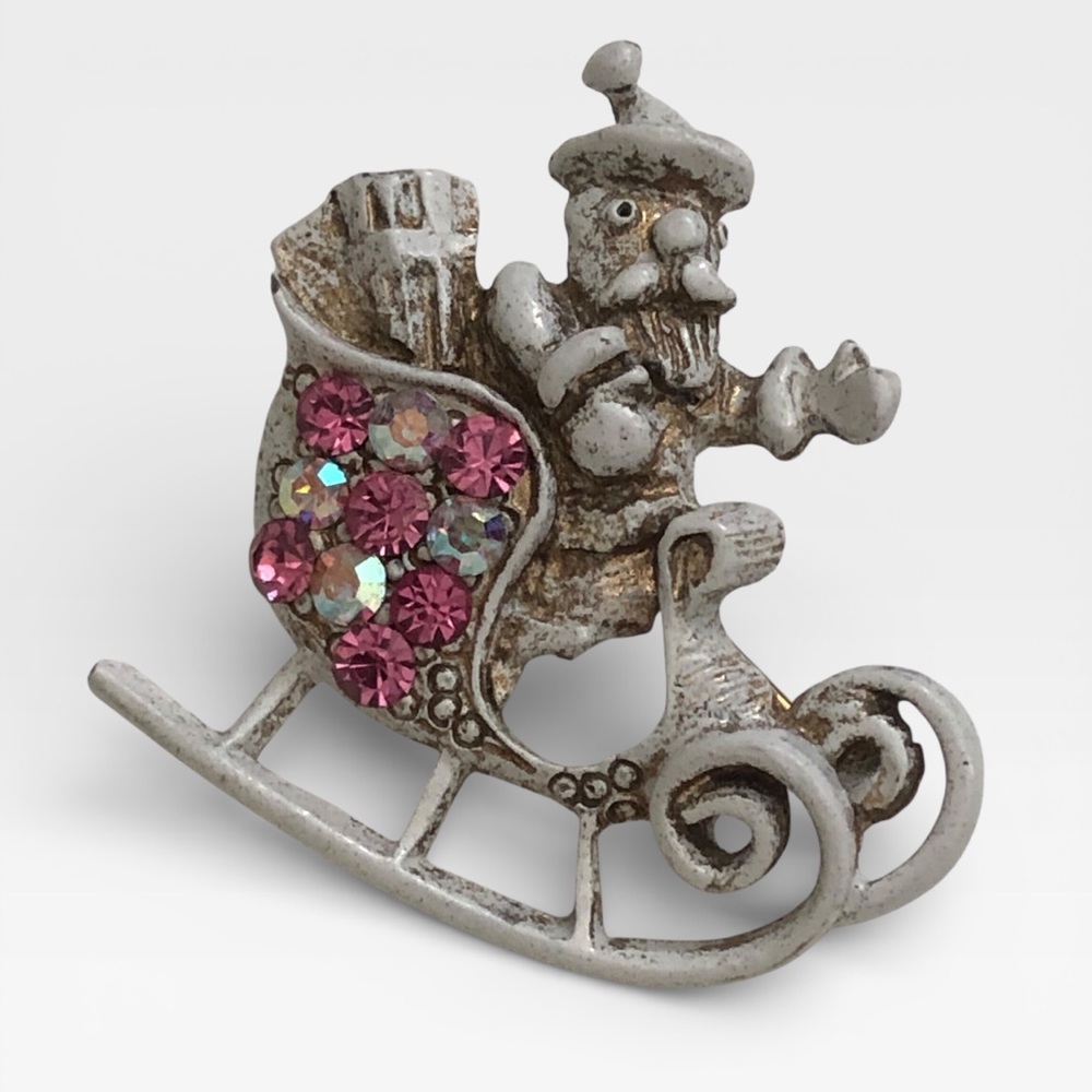 Vintage Dodds Rhinestone Santa Brooch